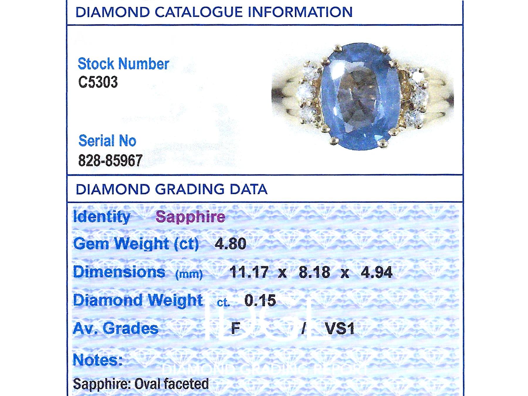 4.80 Carat Sapphire and Diamond Yellow Gold Cocktail Ring For Sale 4