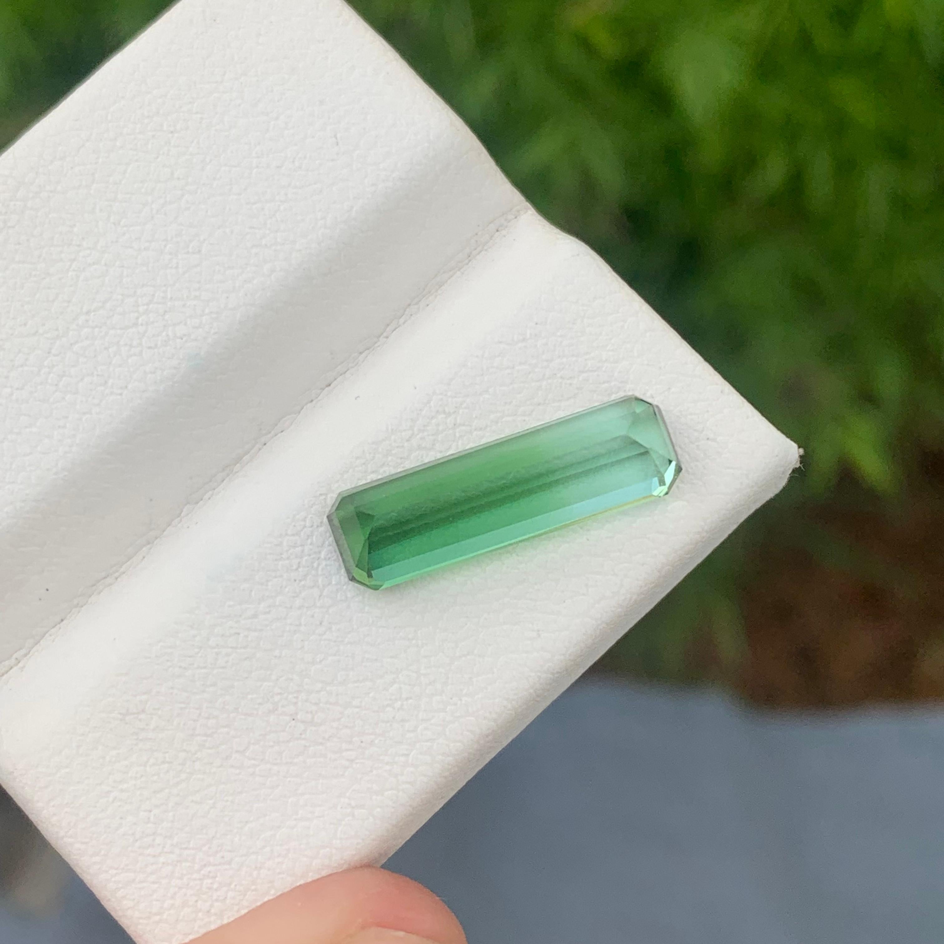 4.80 Carats Natural Mint Green Bicolor Tourmaline Loose Ring Gem Emerald Cut For Sale 1
