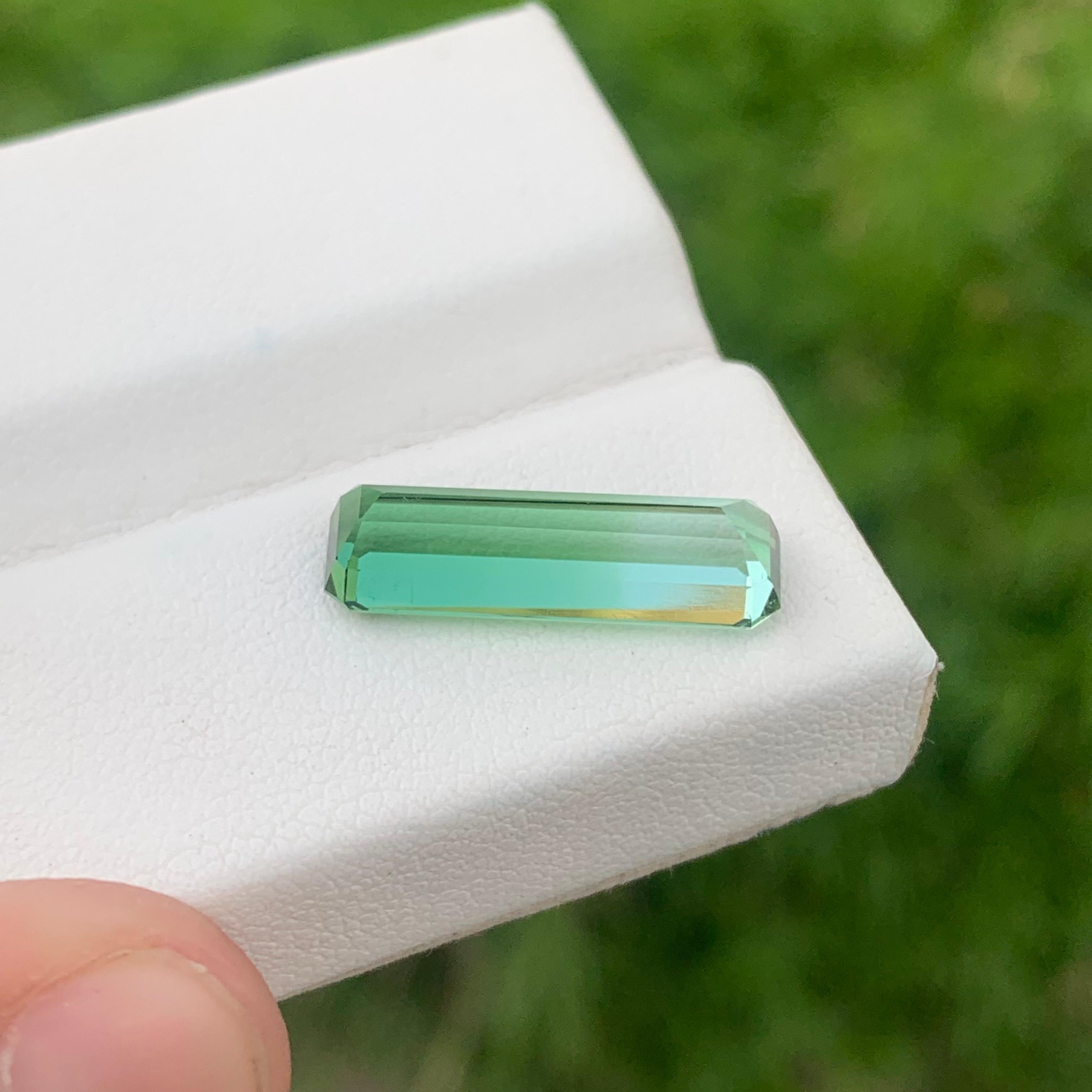 4.80 Carats Natural Mint Green Bicolor Tourmaline Loose Ring Gem Emerald Cut For Sale 2