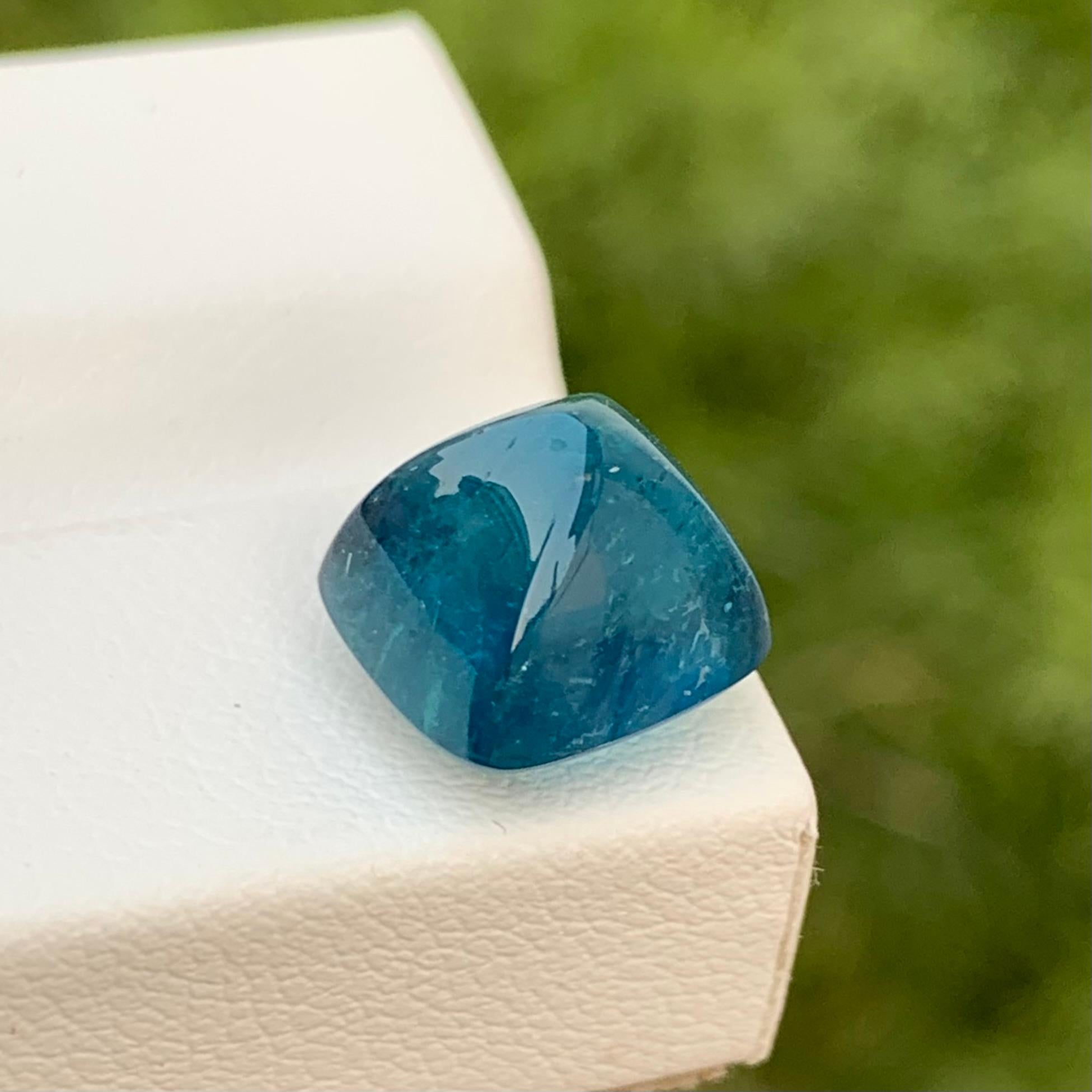 4.80 Carats Natural Sugarloaf Indicolite Tourmaline Cabochon Ring Gem For Sale 12