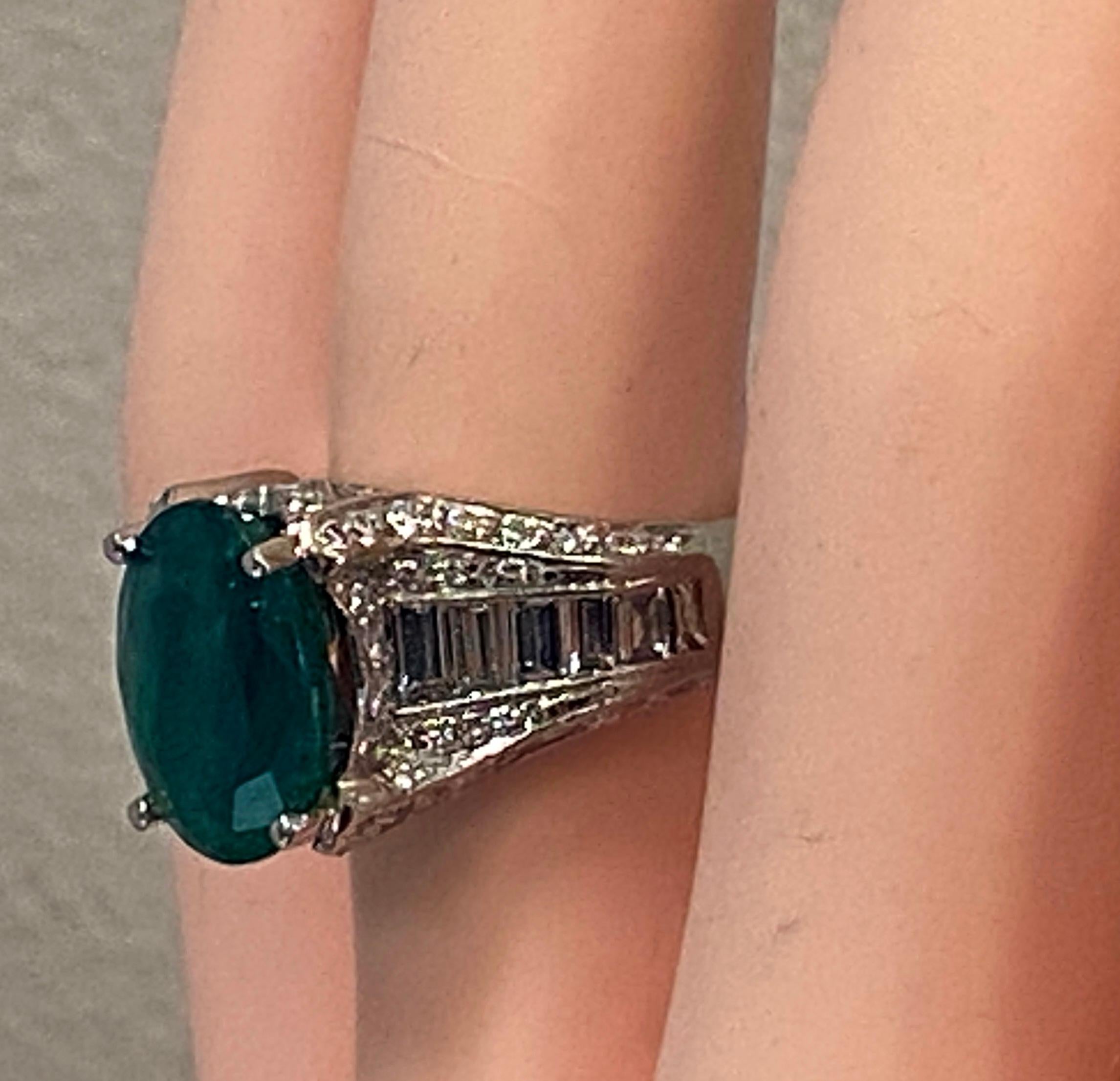 4.80 Carat Emerald and Diamond Ring in Platinum For Sale 2