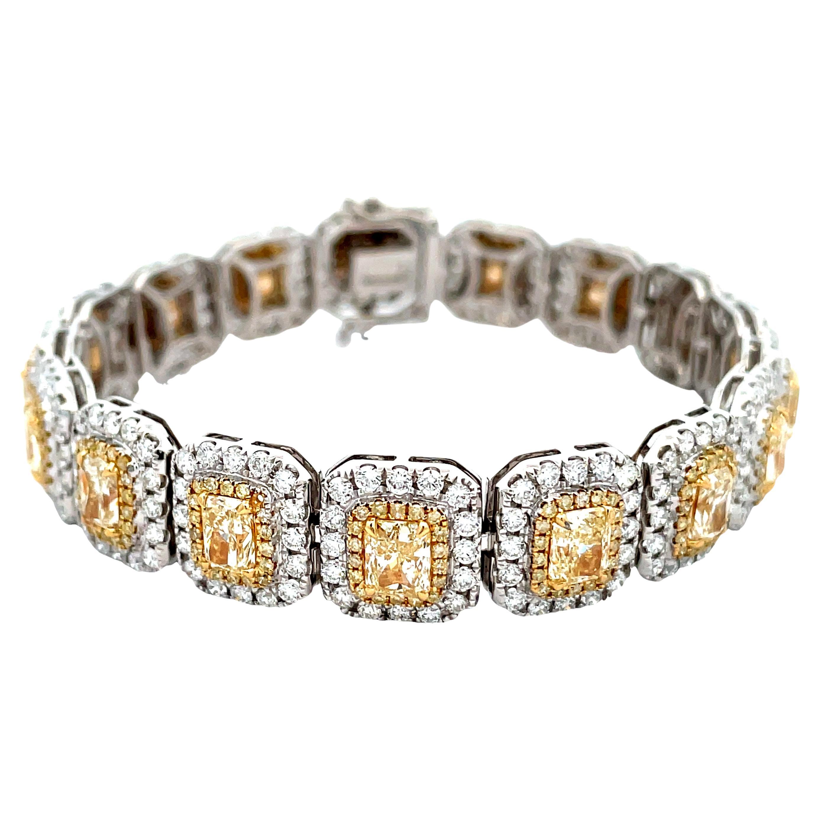 4,80 Karat Weißer Diamant Runder Gelber Diamant (MIX SHAPE) 10,16 Karat 18KY/W Armband im Angebot