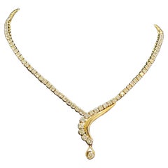 4.80 Cts F/VS1 Round Brilliant Cut Diamonds Tennis Necklace Fine 14K Yellow Gold