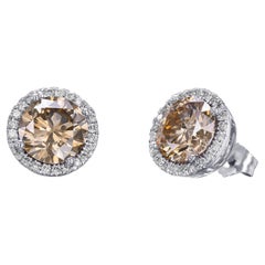 NO RESERVE - 4.80cttw Fancy Diamonds, 18 Karat White Gold Halo Earrings
