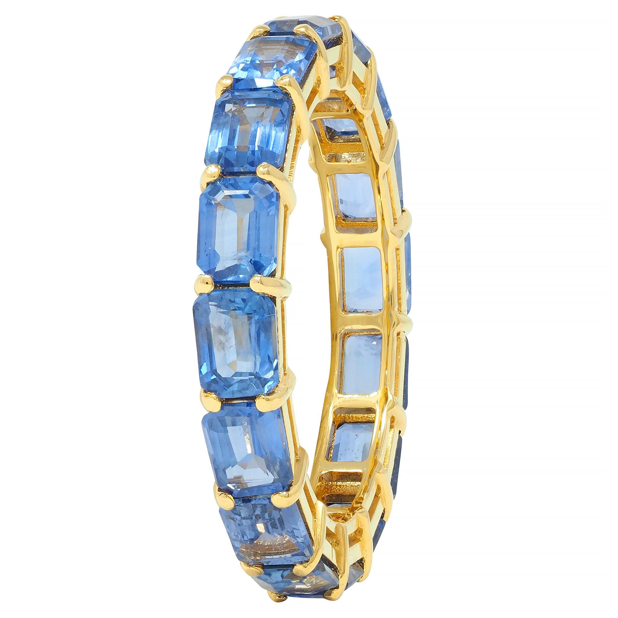4.80 CTW Smaragdschliff Saphir 18 Karat Gelbgold Eternity Band Ring 2