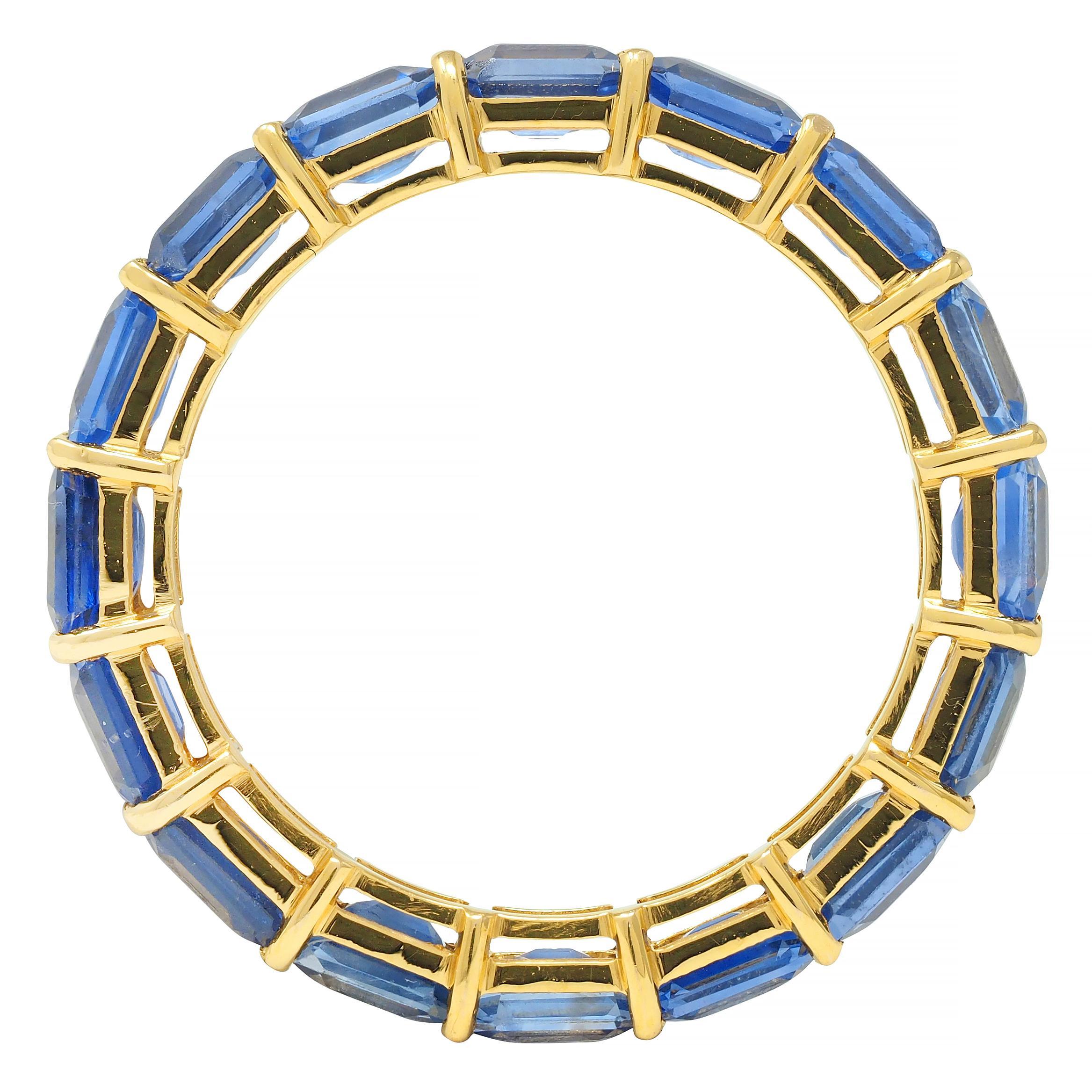 4.80 CTW Smaragdschliff Saphir 18 Karat Gelbgold Eternity Band Ring 3