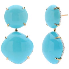 Paolo Costagli Stabilized Sleeping Beauty Turquoise and Diamond Earrings