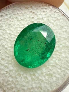 4.80ct 12x9.5 Freckled Green Natural Zambian Emerald - Oval Cut Gemstone