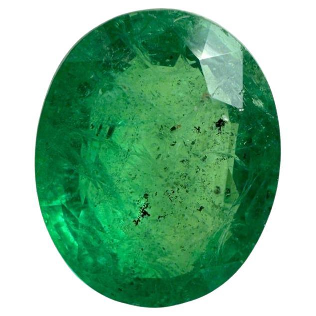 4.80ct 12x9.5 Freckled Green Natural Zambian Emerald - Oval Cut Gemstone