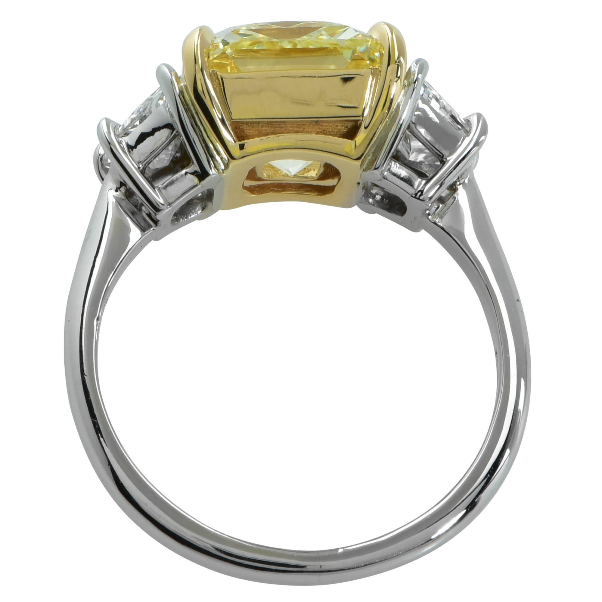 Radiant Cut 4.09 Carat GIA Graded Fancy Yellow Diamond Engagement Ring
