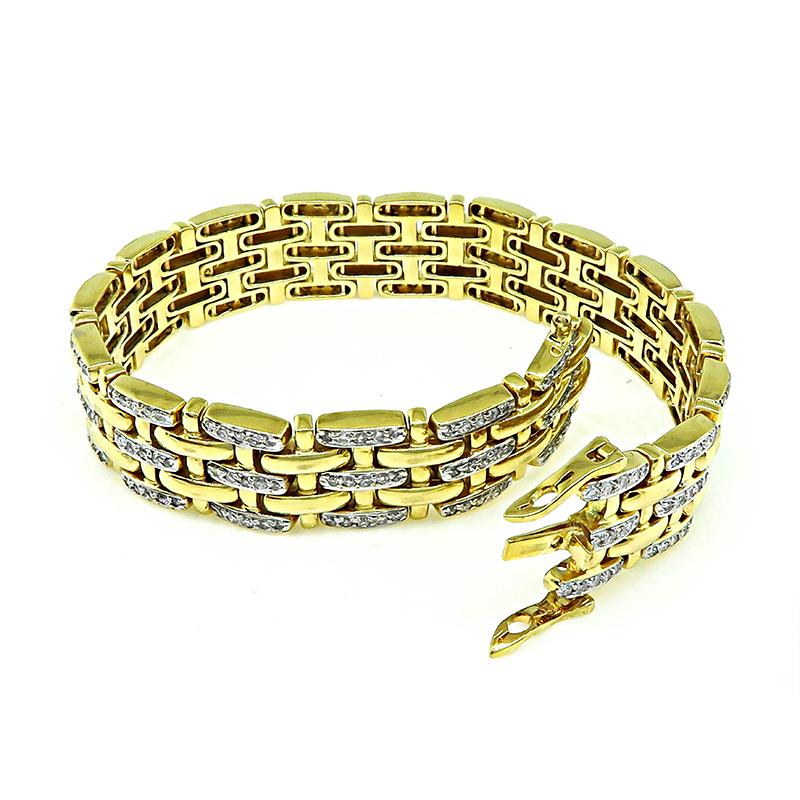 2.70ct Diamond Two Tone Gold Panthere Style Bracelet In Good Condition For Sale In New York, NY