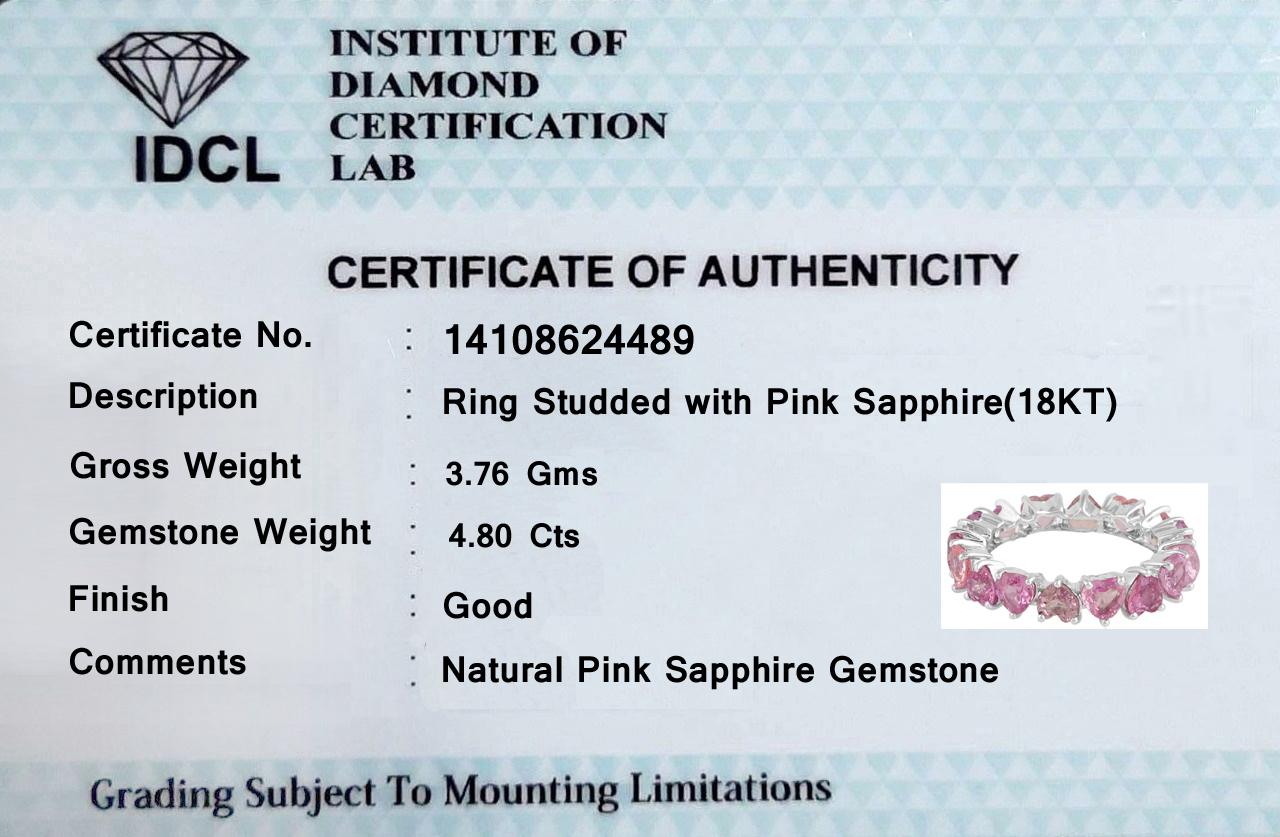For Sale:  4.80cts Heart Cut Pink Sapphire Gemstone Eternity Band Ring 14k Solid White Gold 2