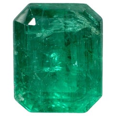 Pierre de naissance de mai taille émeraude de Zambie verte de 4,81 carats 11x9, taille moyenne