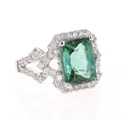 4.81 Carat Natural Tourmaline Diamond White Gold Cocktail Ring