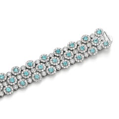 4.81 Carat Neon Blue, Brazilian Paraiba Tourmaline Bracelet Made in Platinum