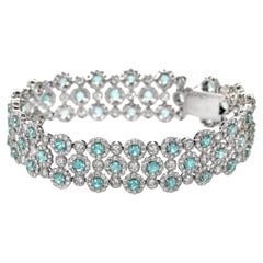 4.81 Carat Neon Blue, Brazilian Paraiba Tourmaline Bracelet Made in Platinum