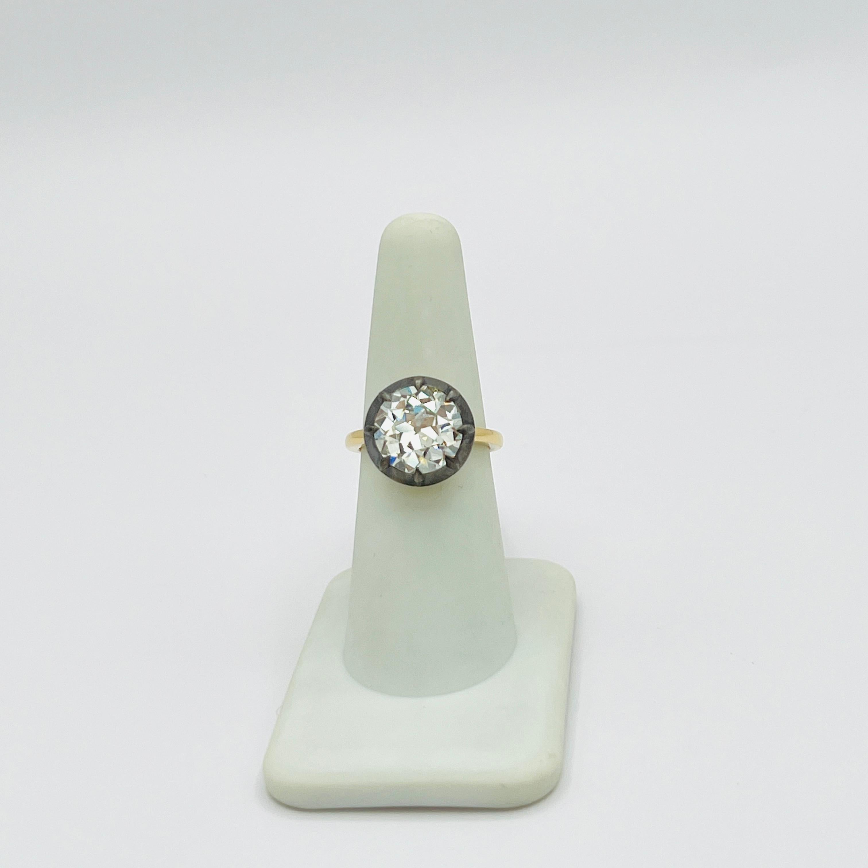 Anillo de diamantes europeos antiguos de 4,81 quilates en rodio negro y oro amarillo de 18 quilates en Nuevo estado para la venta en Los Angeles, CA
