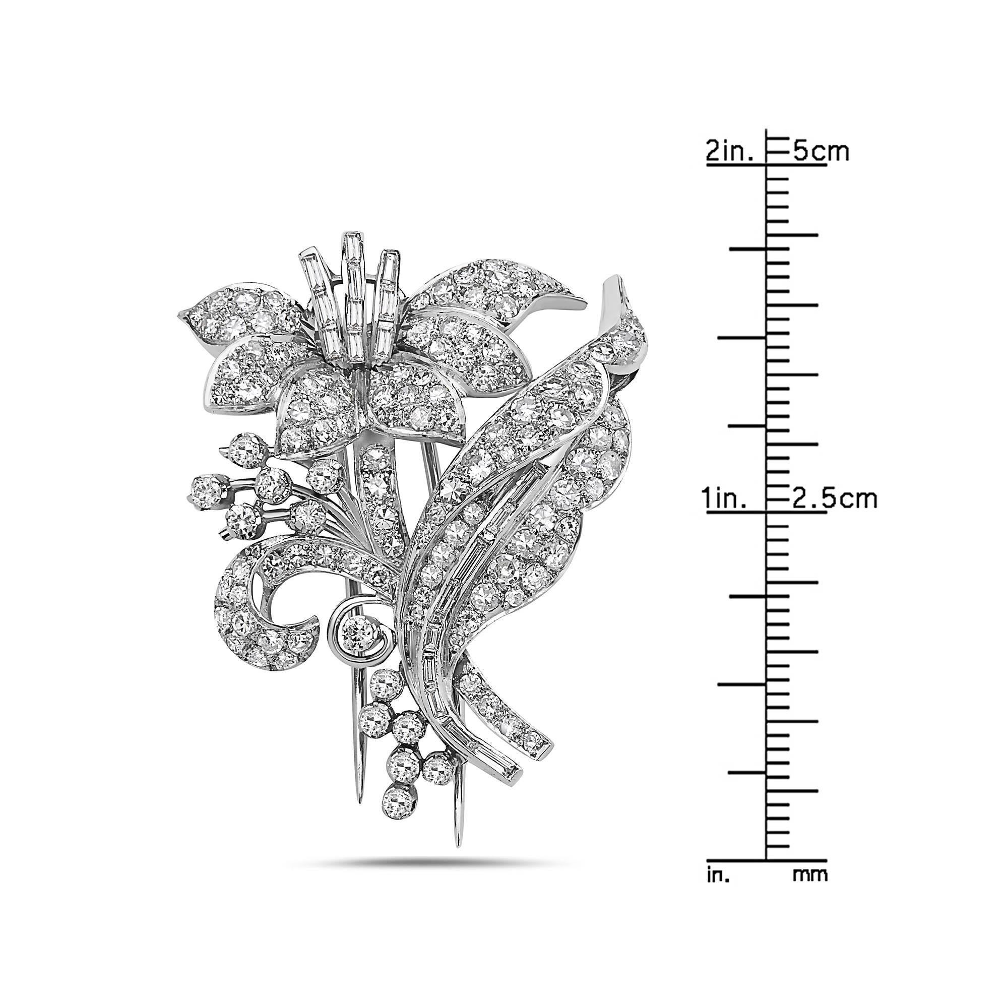 Modern Emilio Jewelry 4.81 Carat Platinum Diamond Brooch