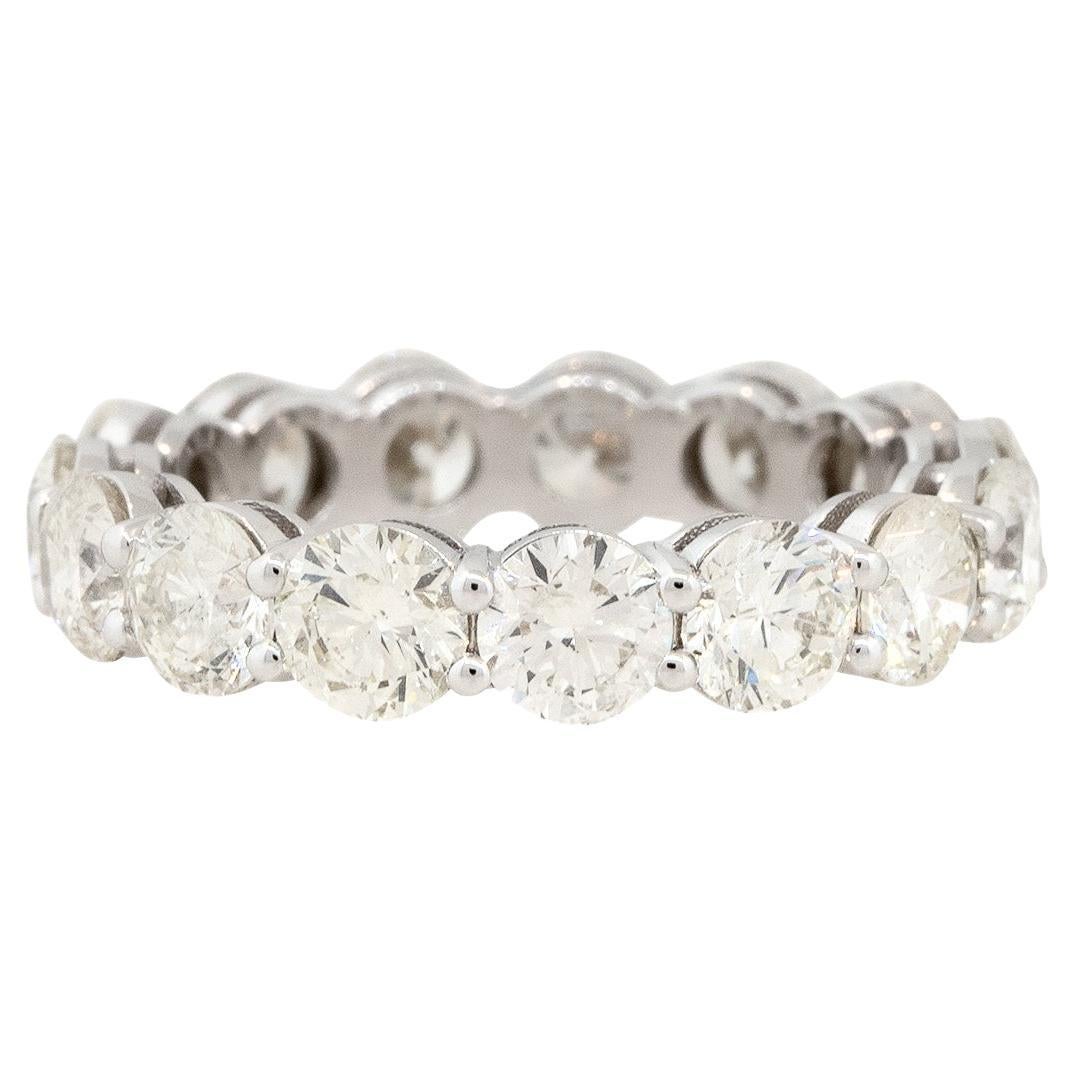 4.81 Carat Round Brilliant 15 Diamond Eternity Band 14 Karat in Stock