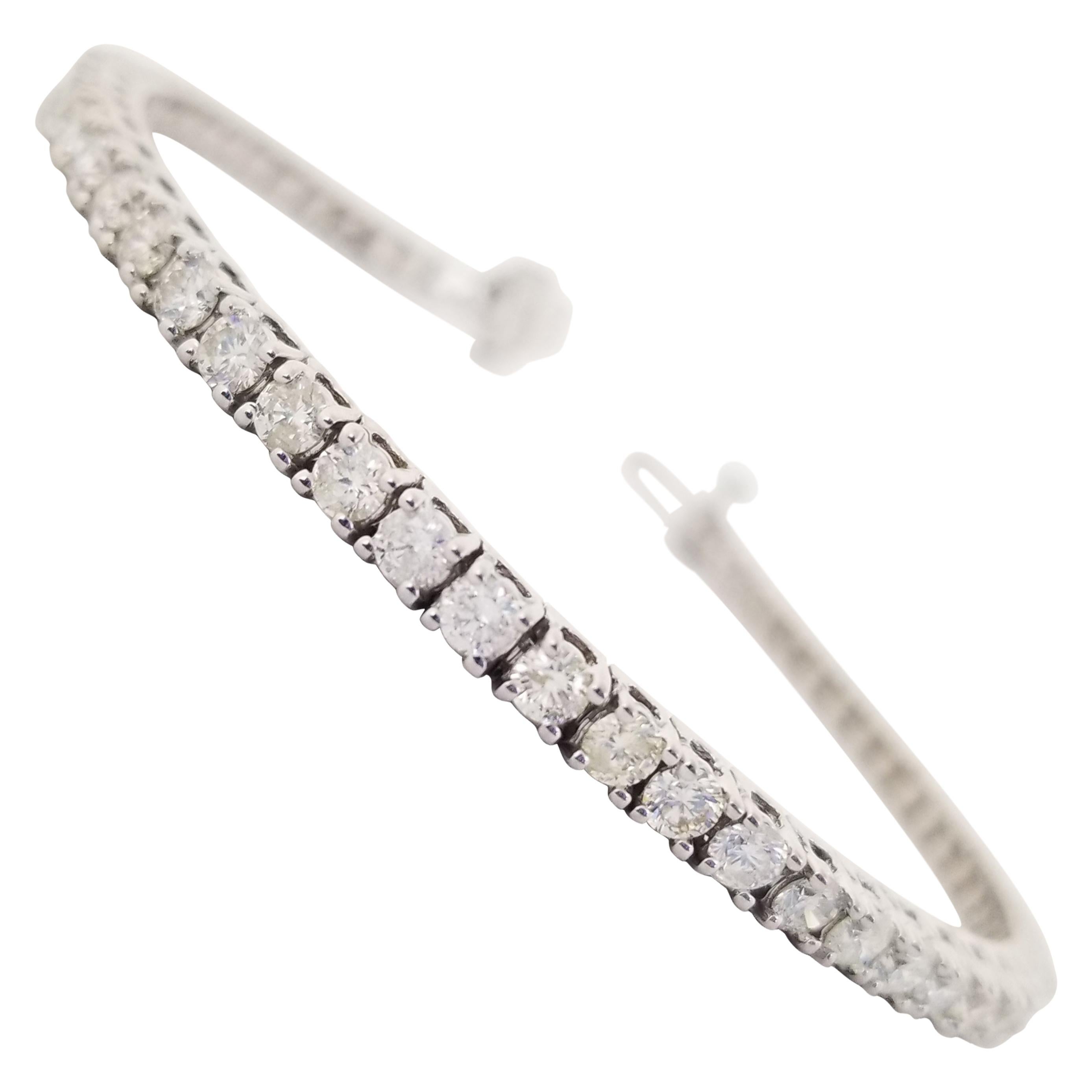 4.80 Carat Round Brilliant Natural Diamond Tennis Bracelet 14 Karat White Gold