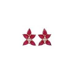 4.81 Carat Ruby and Diamond Earrings in 18k Gold