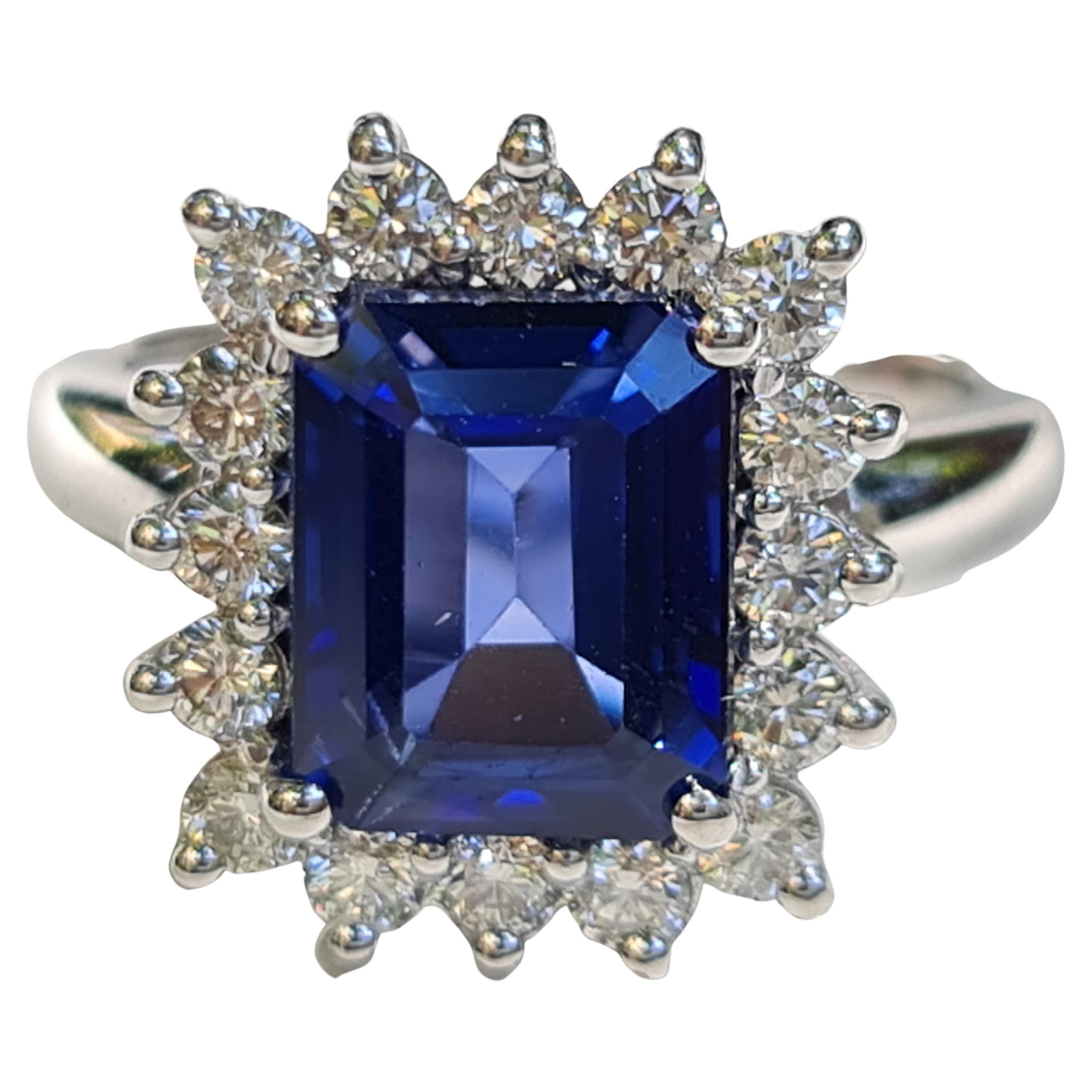 4,81 quilates zafiro 0,70 quilates diamantes naturales anillo declaración