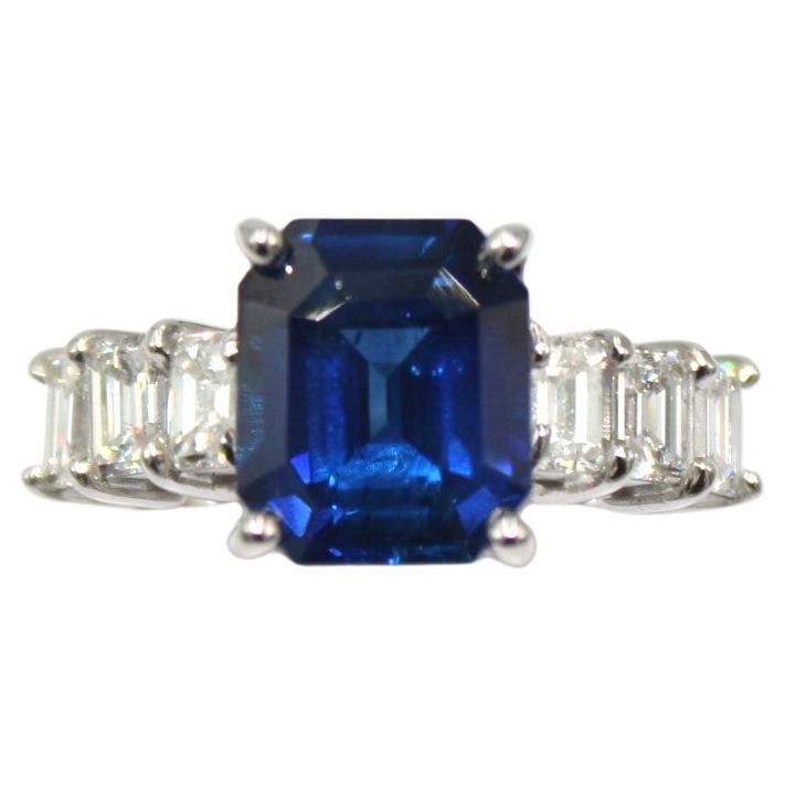 4.81 Carat Sapphire & Diamond Ring For Sale