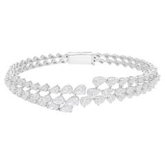 4.81 Carat SI/H Pear Brilliant Cut Diamond Cuff Bangle Bracelet 18k White Gold
