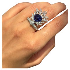 4.81 Carat Tanzanite and Diamond Cocktail Ring in 18K White Gold