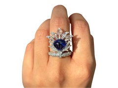 4.81 Carat Tanzanite and Diamond Cocktail Ring in 18K White Gold