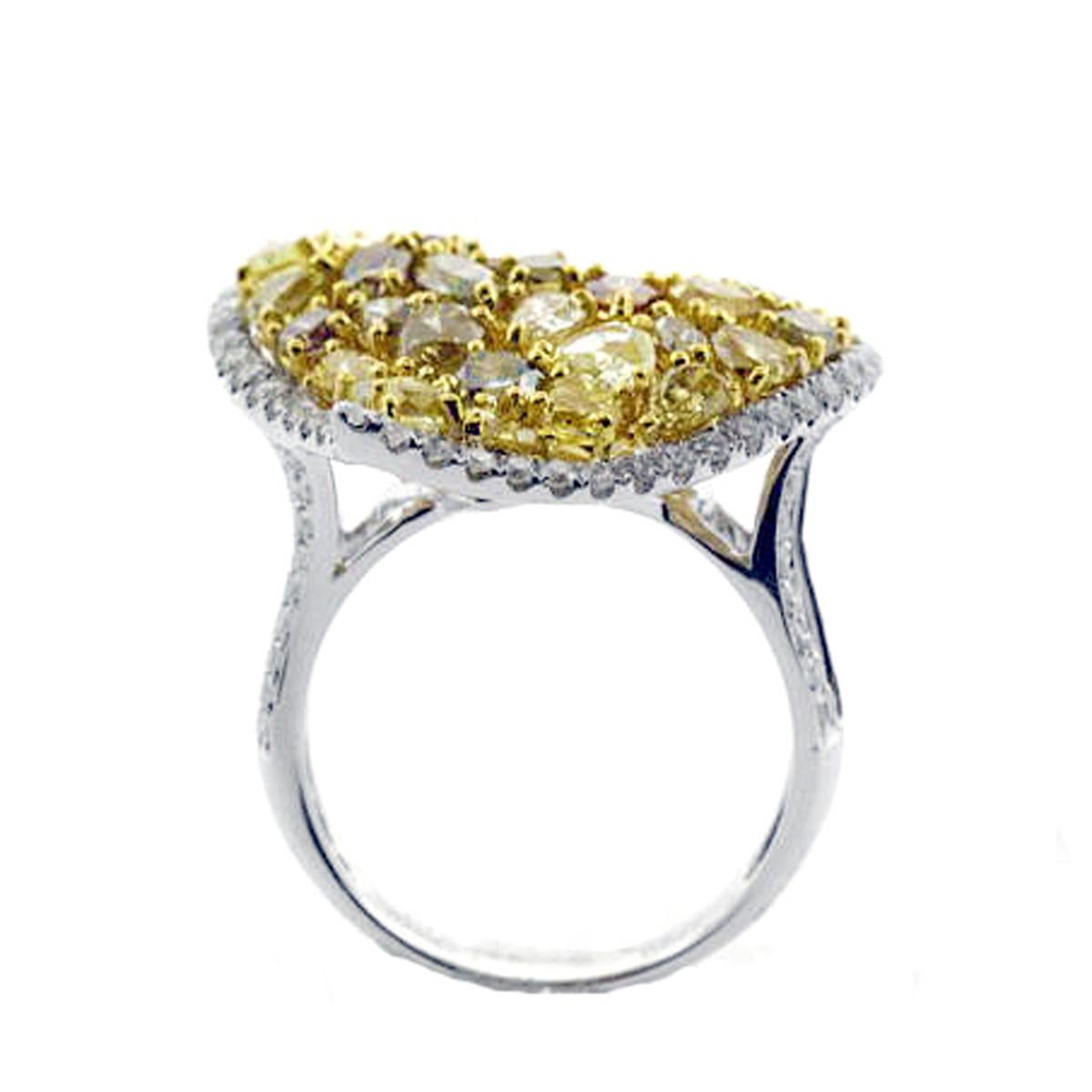 Contemporary 4.81 Carat Natural Fancy Multi-Color Mixed Cut Diamond Heart Shape Ring
