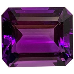 48.11 Carat Royal Purple Amethyst, Emerald Cut, Unset Pendant Collector Gemstone