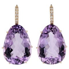 48.15 Carat Amethyst Diamond Drop Earrings