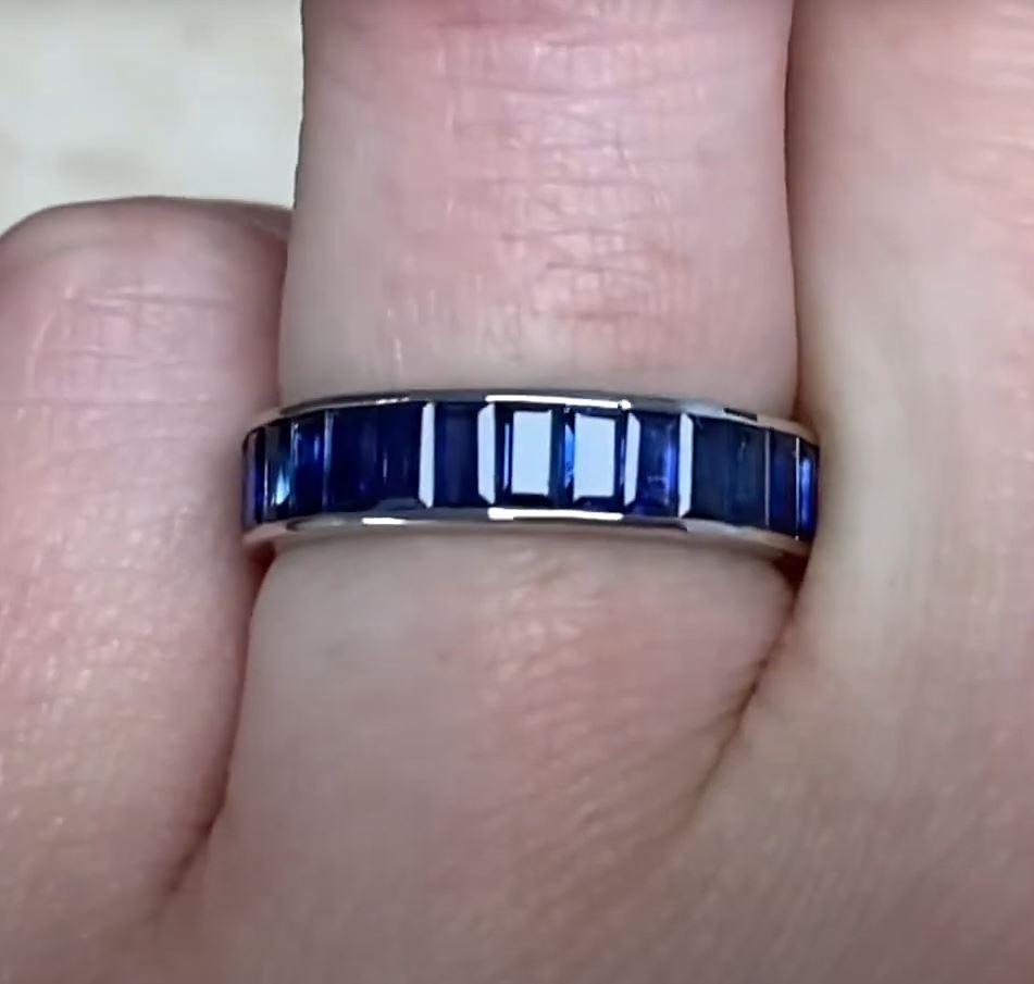 4.81ct Baguette Cut Sapphire Eternity Band Ring, Platinum In Excellent Condition For Sale In New York, NY