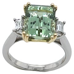4.81ct Beryl 
Diamond Ring Set In Platinum and 18ct Yellow Gold