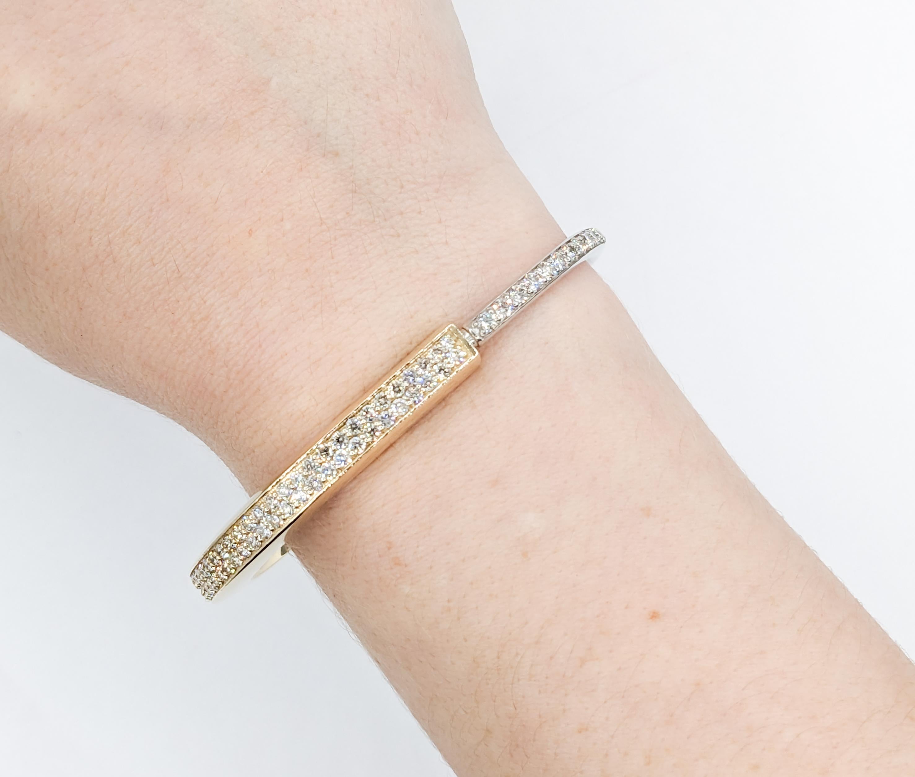 Women's 4.81ctw Diamond Lock Shape Two-Tone Bangle Bracelet