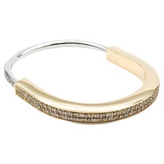 4.81ctw Diamond Lock Shape Two-Tone Bangle Bracelet