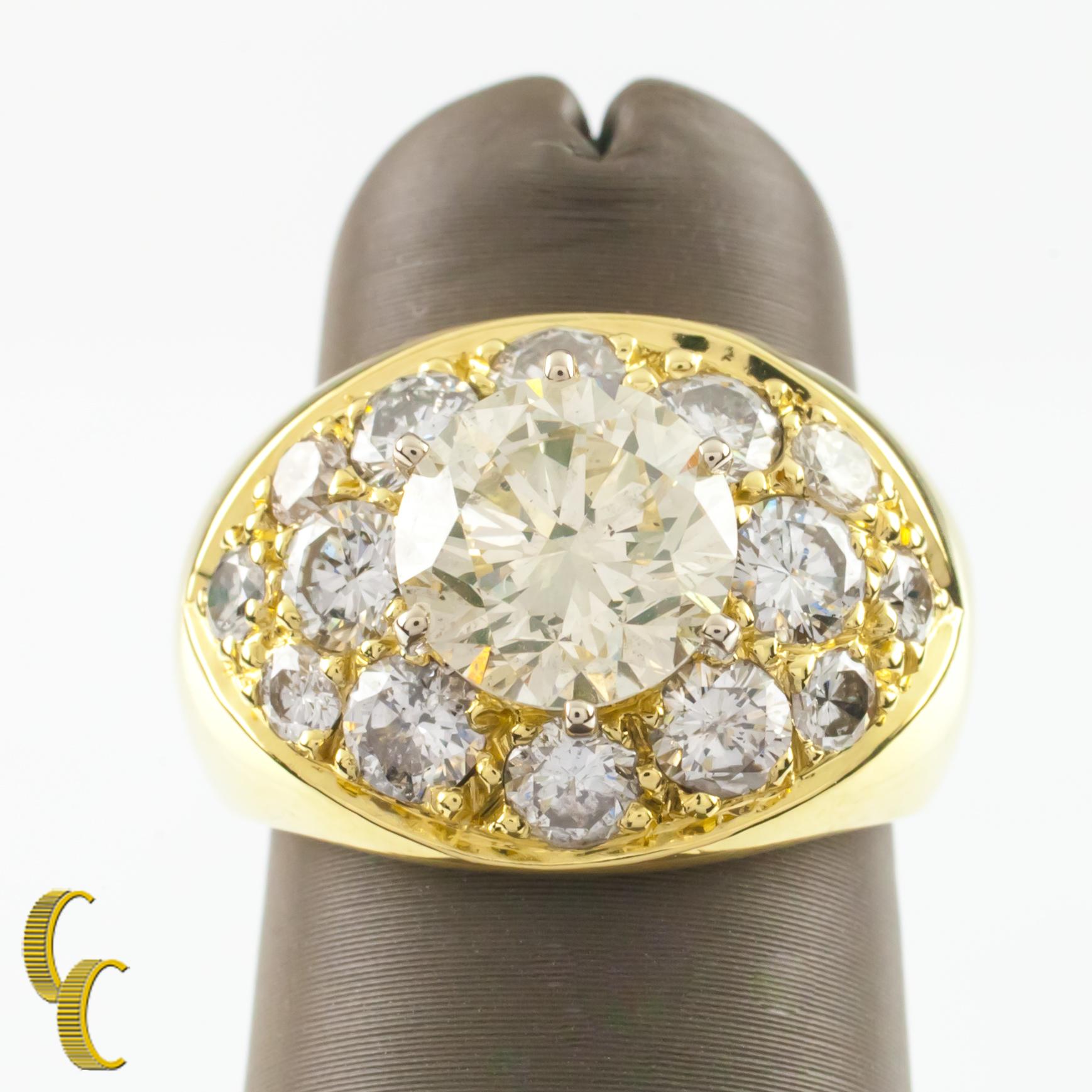 4.82 Carat Round Brilliant Diamond 18 Karat Yellow Gold Cocktail Ring In Excellent Condition For Sale In Sherman Oaks, CA