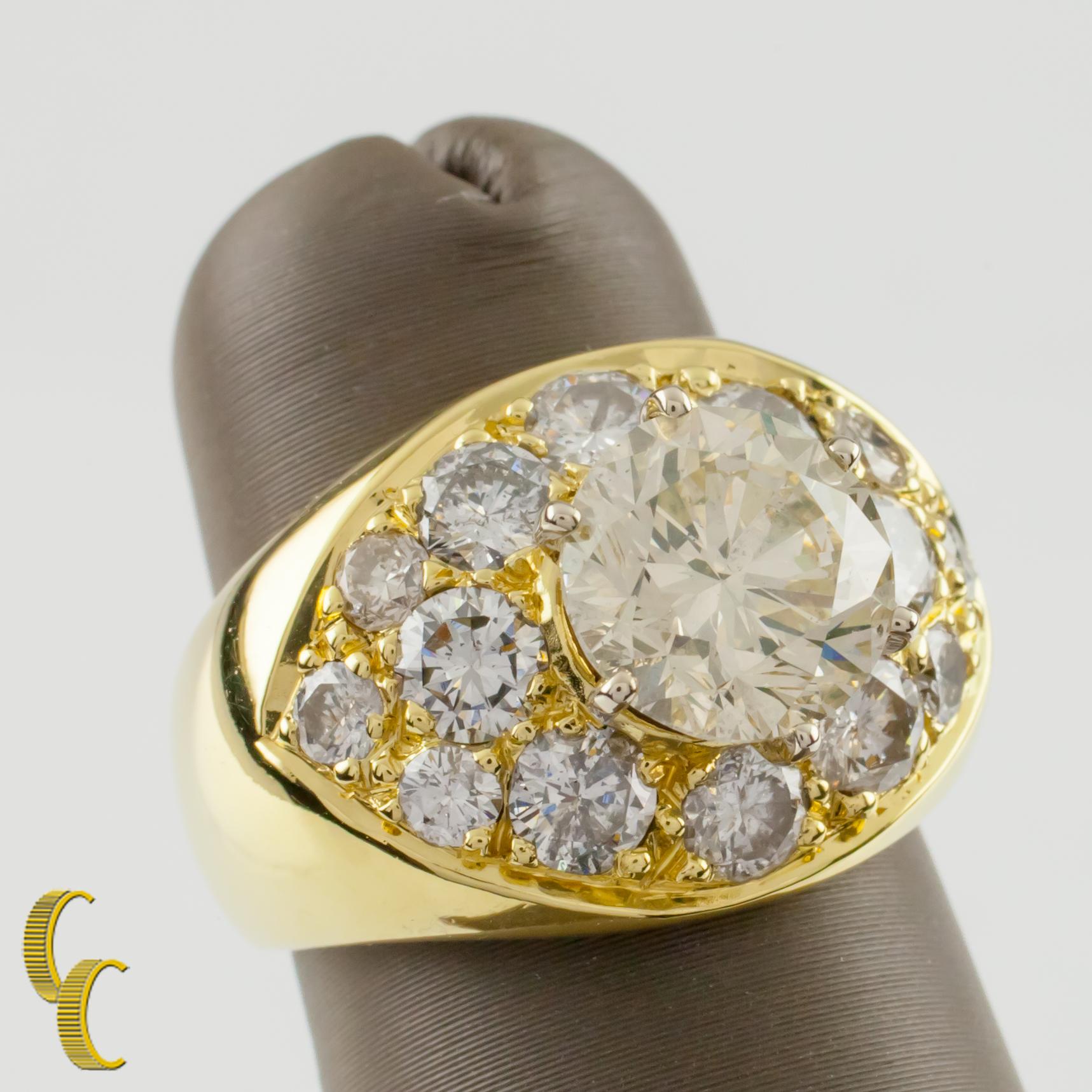 4.82 Carat Round Brilliant Diamond 18 Karat Yellow Gold Cocktail Ring For Sale 2