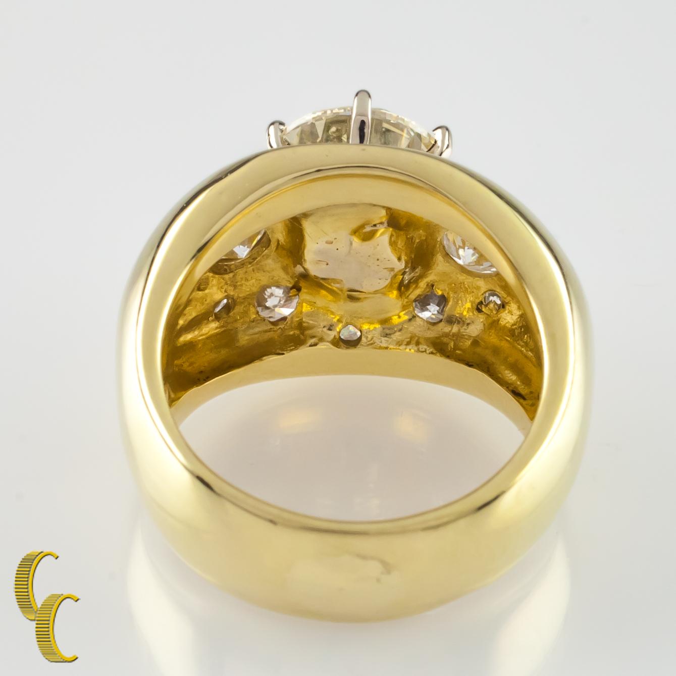 4.82 Carat Round Brilliant Diamond 18 Karat Yellow Gold Cocktail Ring For Sale 3