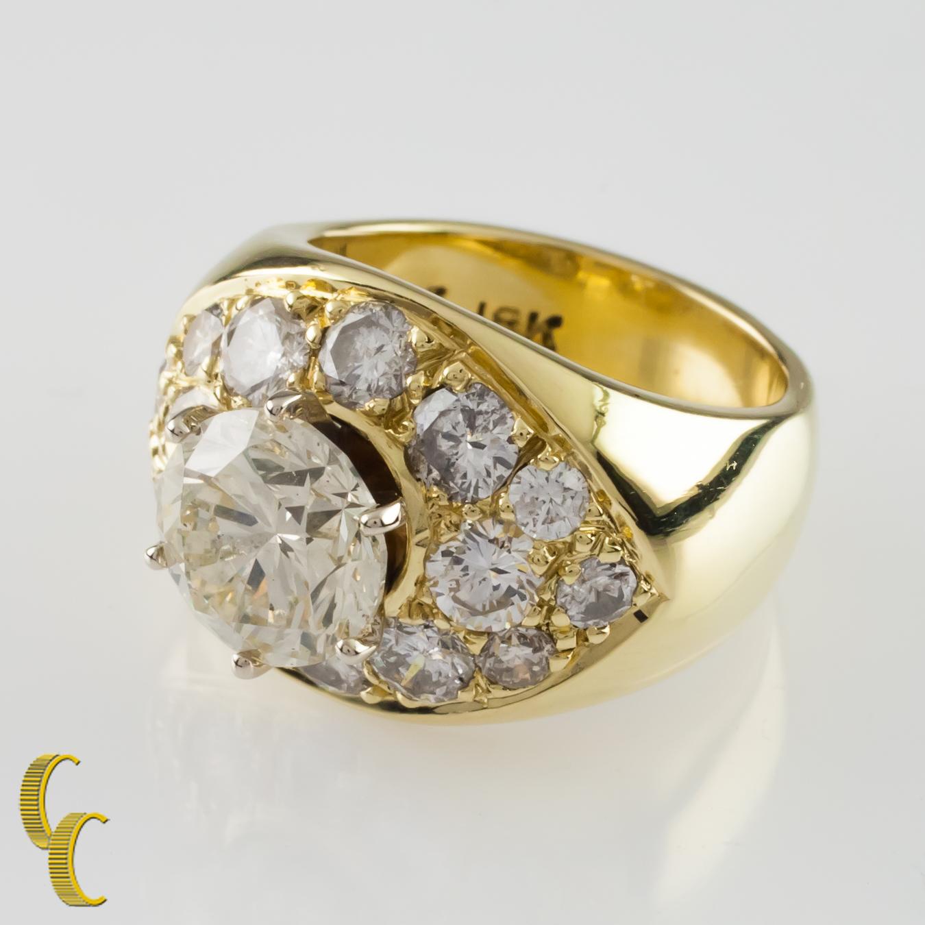 4.82 Carat Round Brilliant Diamond 18 Karat Yellow Gold Cocktail Ring For Sale 4