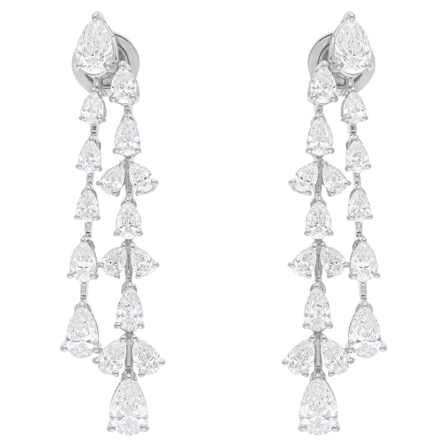 4.82 Carat SI/H Pear Brilliant Cut Diamond Dangle Earrings 14 Karat White Gold