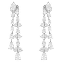 Boucles d
oreilles pendantes en or blanc 18 carats avec diamant poire taille brillant de 4,82 carats SI/H