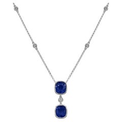 4.82 Carats Sapphire and White Diamond White Gold Necklace