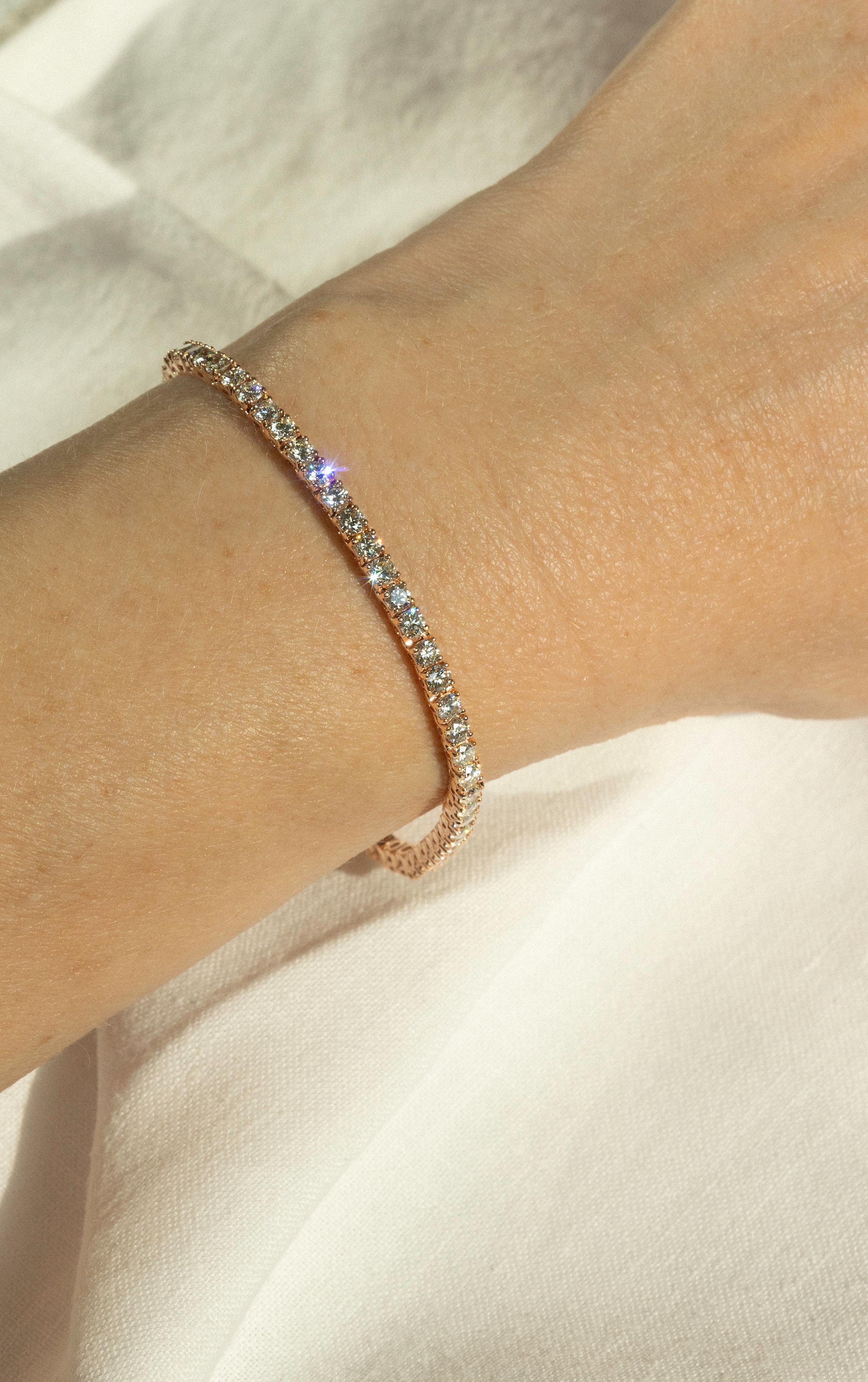 Taille brillant Bracelet tennis de 4,82 carats, diamants KL VS de 2,70 mm en vente