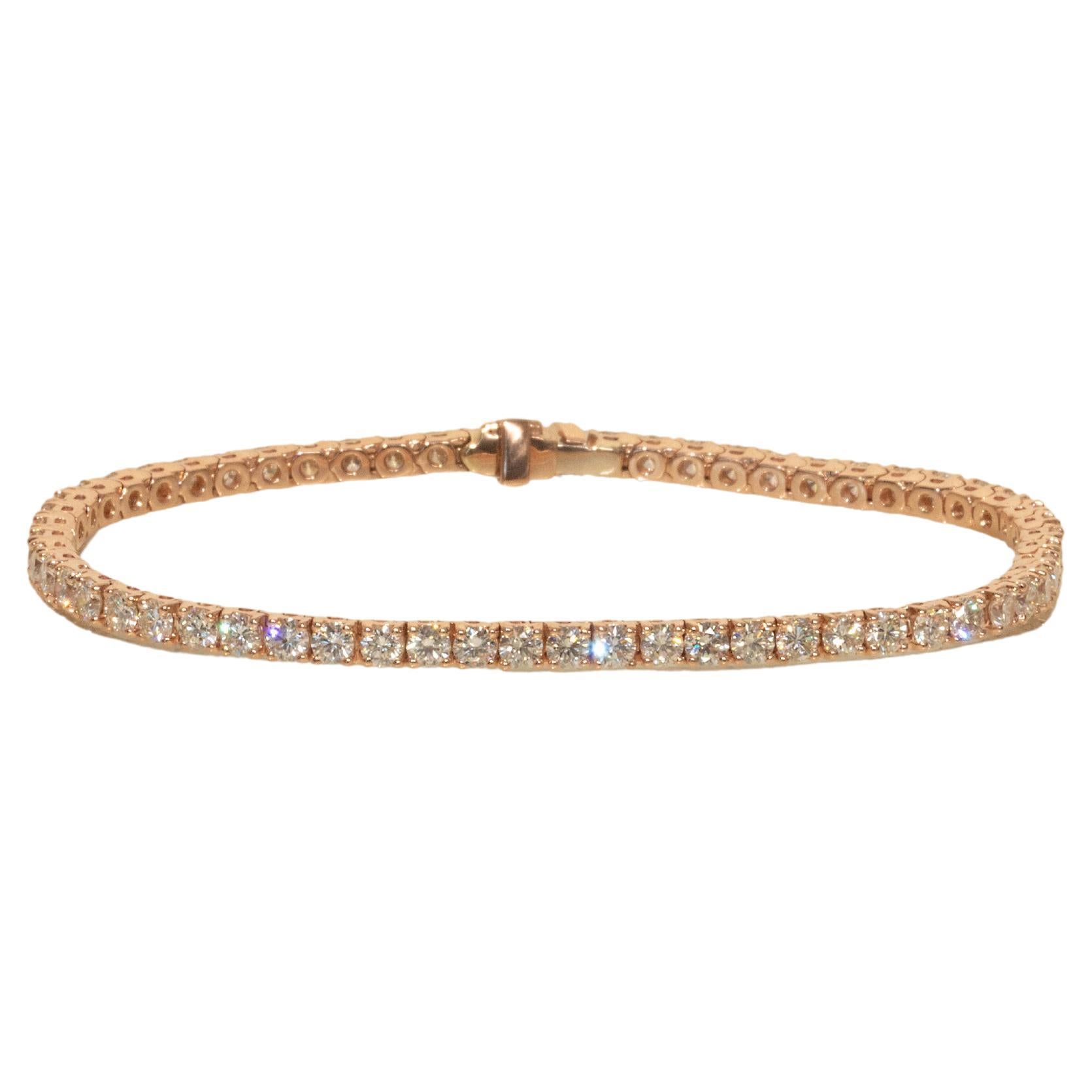4.82 ct Tennis Bracelet, KL VS Diamonds 2.70 mm in Rose Gold