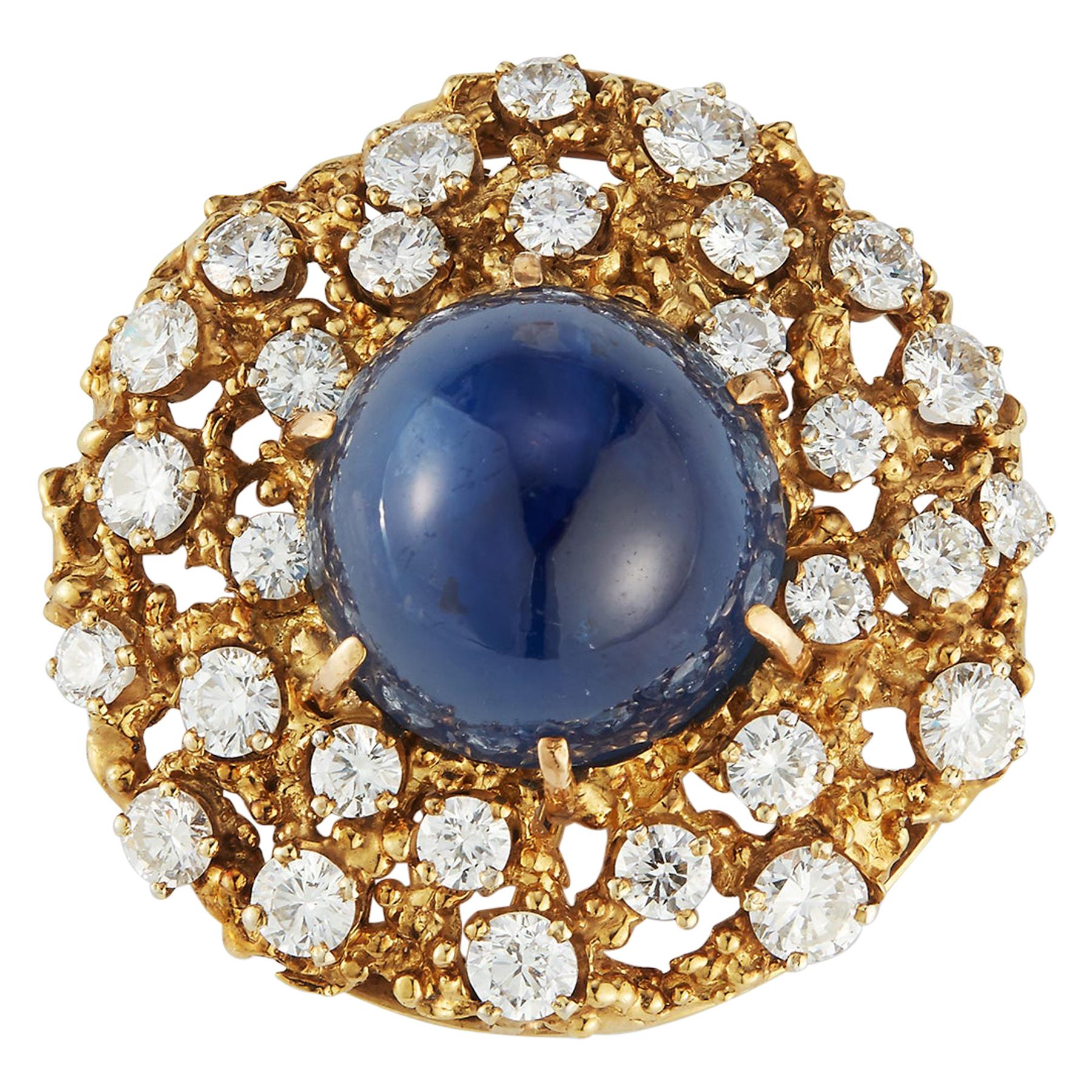 48.24 Certified Natural Sapphire Brooch by Ruser
