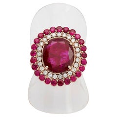 GRS Certified 4.828 Carat Mozambique Unheated Ruby and Diamond Ring