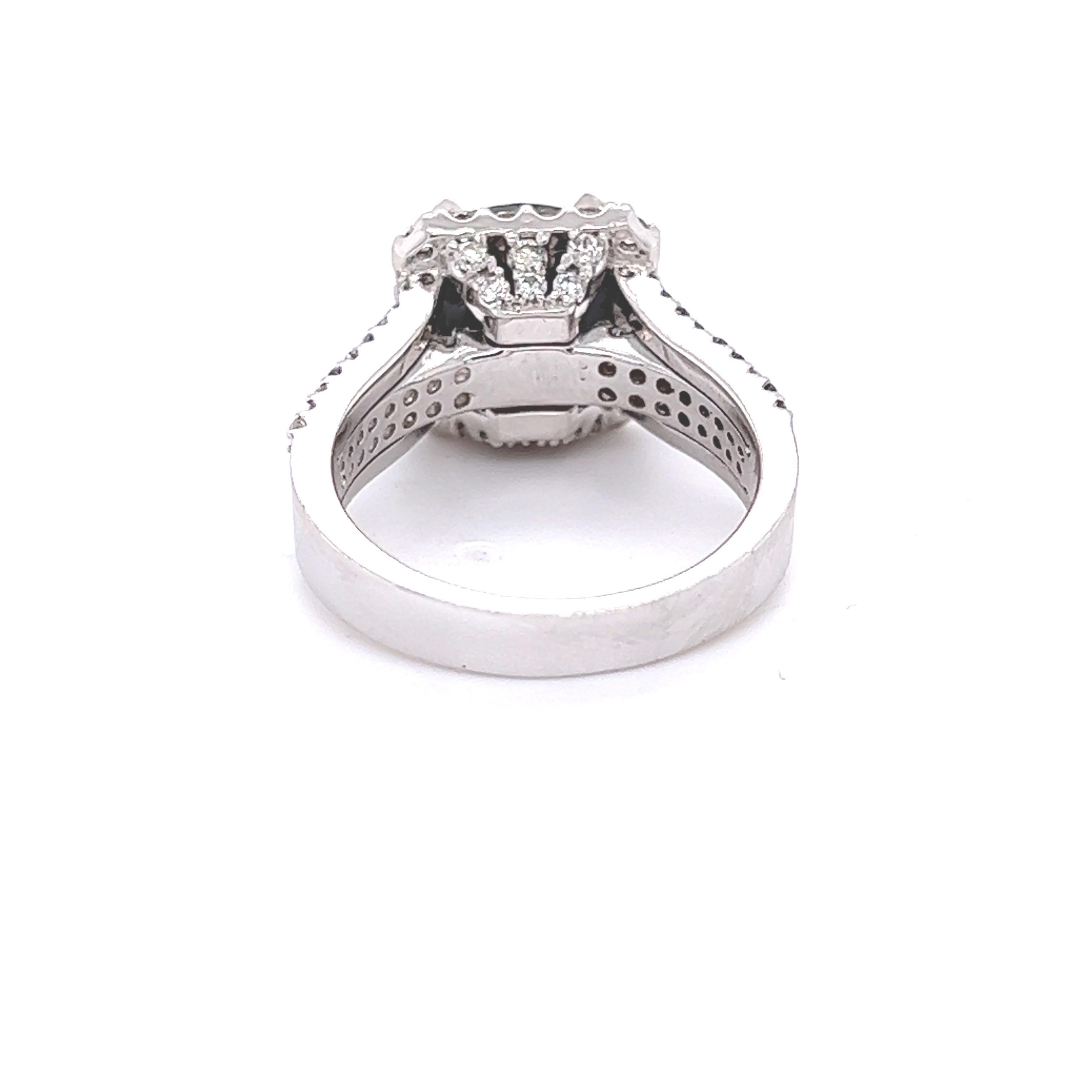 Contemporary 4.83 Carat Black White Diamond White Gold Engagement Ring For Sale