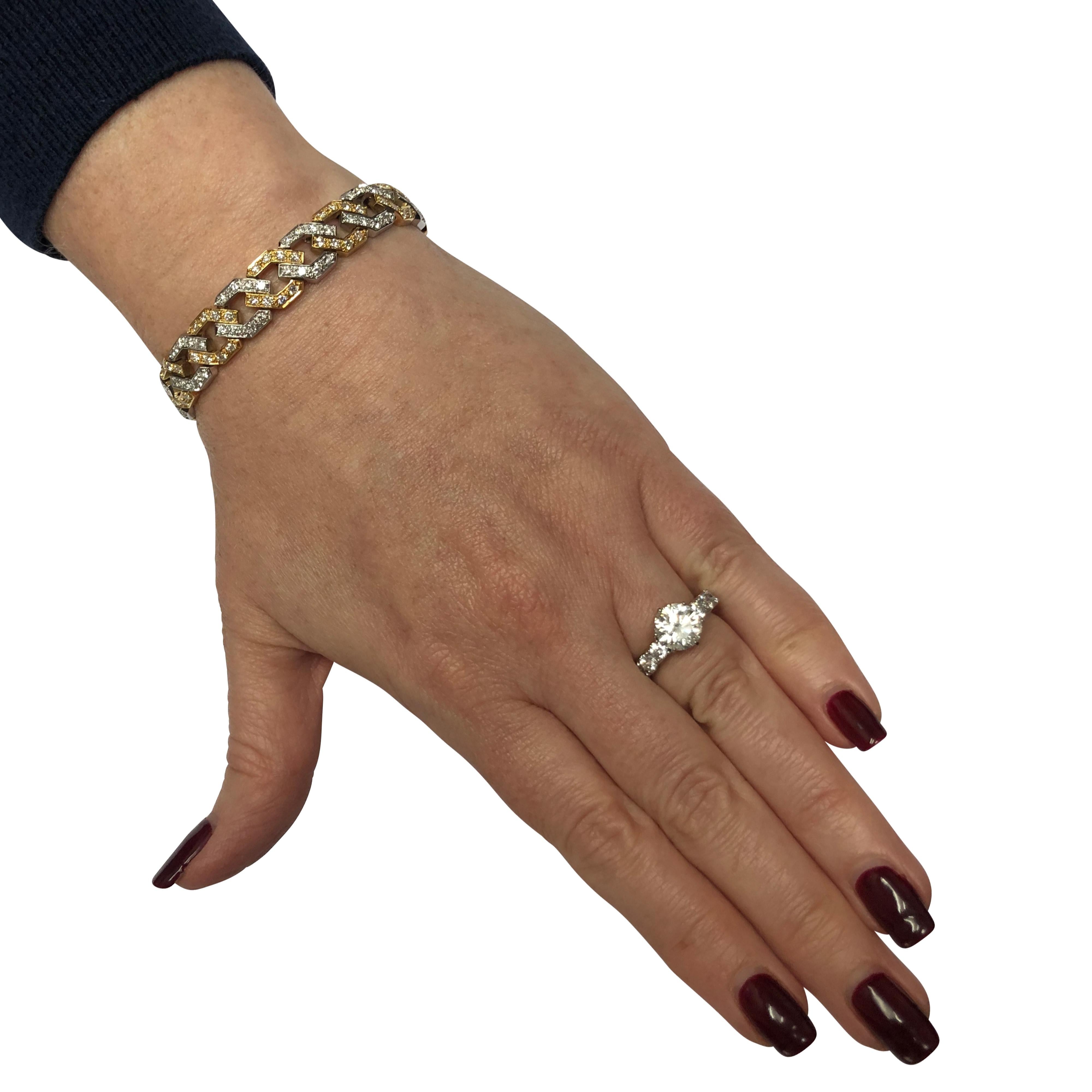 Round Cut 4.83 Carat Diamond Two-Tone Gold Bracelet